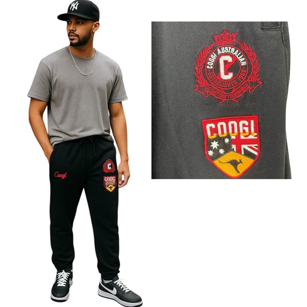 Coogi Black Embroidered Sweatpants XXL Men’s Heritage Crest Joggers mint